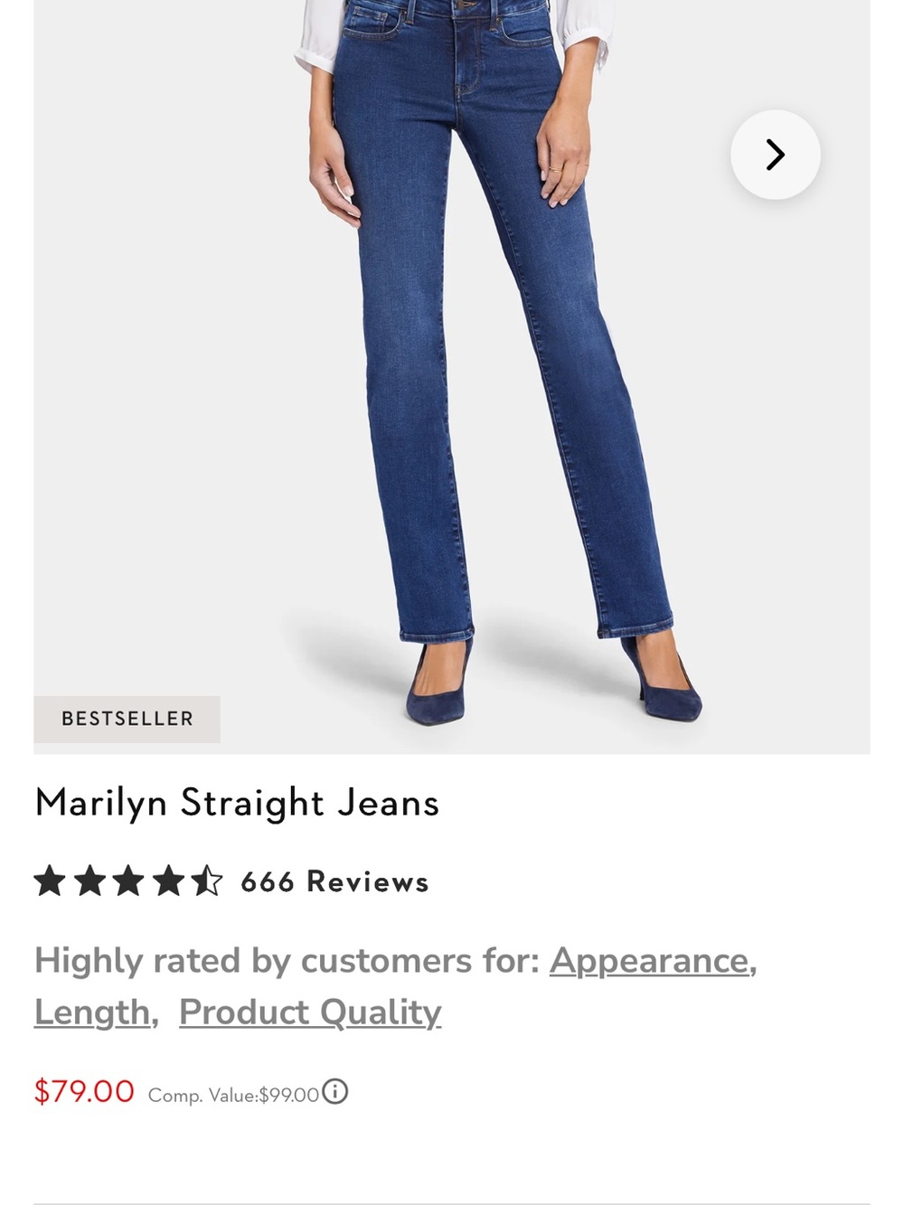 NYDJ Marilyn Straight Jeans - Deep Indigo with frayed hem. NWT- retail 79